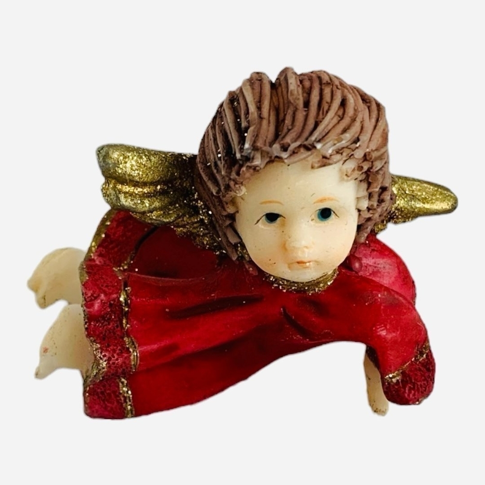 Vintage Heavenly Angel Amulet Mini Resin Figurine 2” Handcrafted Tabletop Angel - Picture 2 of 6